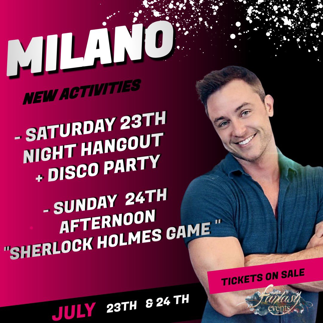 Join <a href="/the_ryan_kelley/">ryan kelley</a> during one of the best Saturday night ever!let’s walk around #milano by night and let’s go dance🥳🕺🏻💃🏼 #sunday  you’ll became Sherlock Holmes for a day and solve a mistery🕵🏼‍♀️🔎🕵️ #tickets  are online 🥳 #ryankelley #TeenWolfMovie #teenwolfita