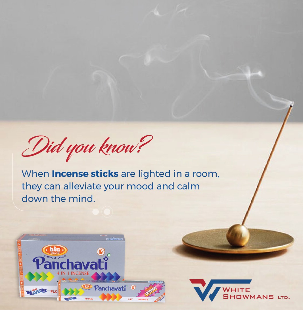 Whiteshowmans's tweet photo. Did you know that when Incense sticks are lighted in a room,
they can alleviate your mood and calm down the mind
Acquire Pachavati Incense sticks from any supermarkets and shops. For bulk purchase,contact us on 0393202973

#Whiteshowman #Incensesticks  #Pachavati  #didyouknowfact https://t.co/XzxXE63pze