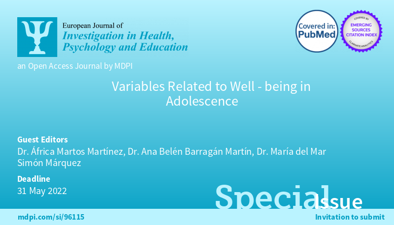 📢Special Issue "Variables Related to #WellBeing in #Adolescence" edited by🧑‍🎓<a href="/africa_martos/">África Martos</a> <a href="/ana_barragn5/">Ana Belén Barragán</a> <a href="/msm11213/">María del Mar Simón</a> is calling for papers📜
🔗mdpi.com/journal/ejihpe…
#integraldevelopment #Burnout #academicengagement 
#Healthydevelopment #Socialinclusion #schoolcoexistence #youth