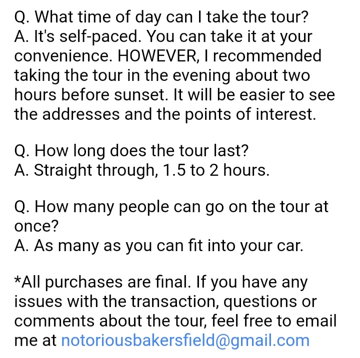 The Notorious Bakersfield Friday the 13th Tour is available for purchase. Please read the FAQ's. 
Purchase here : fridaythe13thtour.supercast.com
#Fridaythe13th #Bakersfield #truecrime
