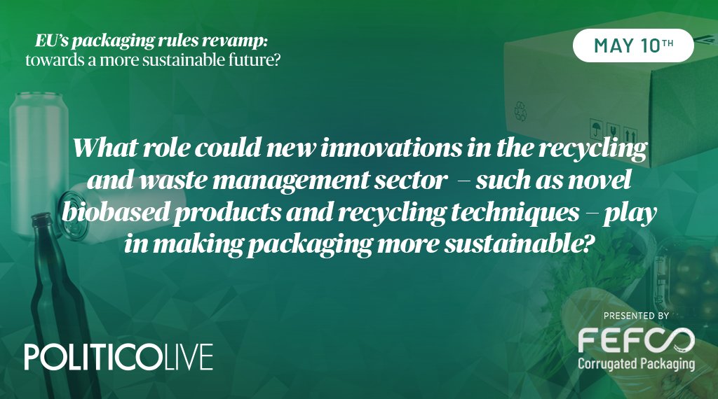 In recent years, we've seen some innovations in #recycling &amp; waste management. What impact will they have when it comes to #sustainability? 

Join this virtual FEFCO-POLITICO event for the answers you seek! Register here👇.

politico.eu/event/registra…

#DeliverOn #revampPPDW
