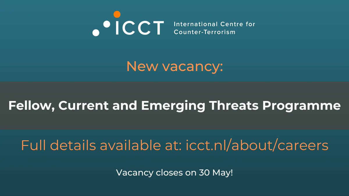 📢 #Vacancy Alert! Are you an academic or practitioner with strong expertise on disinformation and violent extremism, or on online radicalisation/extremism? Apply to be our new Fellow in the Current and Emerging Threats Programme!

Find all details here: buff.ly/3M62Q2x