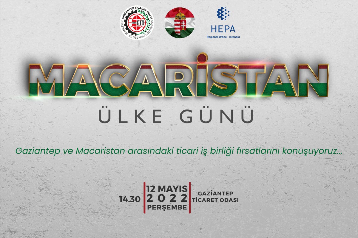 🇭🇺🇹🇷Macaristanlı dostlarımızla yeni işbirlikleri kurmak, 🤝var olan ilişkilerimizi güçlendirmek için Macaristan Ülke Gününde buluşalım 📢

🟩GTO Dış Ticaret İstihbarat Merkezi ve Macaristan Büyükelçiliği tarafından düzenlenen etkinliğe kayıt burada👇

gto.org.tr/tr/etkinlikler…