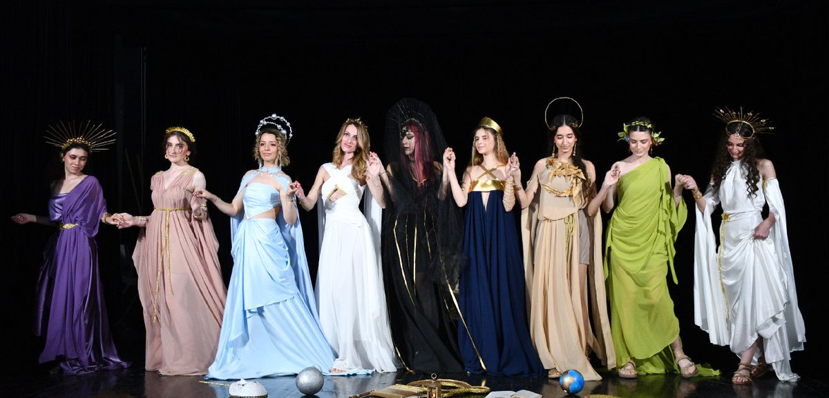 GreeceinAZ's tweet photo. 30Yrs DiploRelations 🇬🇷 and 🇦🇿, Ambassador @NikosPiperigos celebrated in "As Antique" exhibition w #ASUCA University, comprised tragedy Oedipus, artworks inspired from Mythology, Ancient Greek fashion "9 Muses", concert,greek dance and photo exhibition "Chronicles of Myths" https://t.co/KTqkWcqsrB