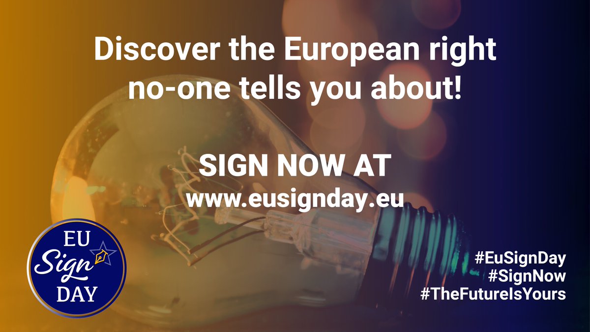 La Journée de l'Europe devient le EUSignDay. Soutenez-nous le 7 mai en ligne et à la Pl. du Luxembourg en signant nos initiatives citoyennes européennes, le seul outil qui permet aux citoyens de s'engager directement auprès des institutions européennes.
 
#EuSignDay