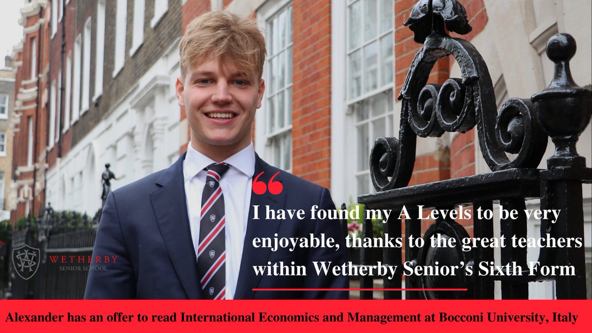 WetherbySenior's tweet image. Apply now to join Wetherby Senior's Sixth Form: wetherbysenior.co.uk/admissions/how…
Hear from current Year 13 Alexander on his offer at Bocconi University: wetherbysenior.co.uk/2022/05/06/bou…
@Alpha_PlusGroup @WetherbySixth #TeamWetherby #wsslife