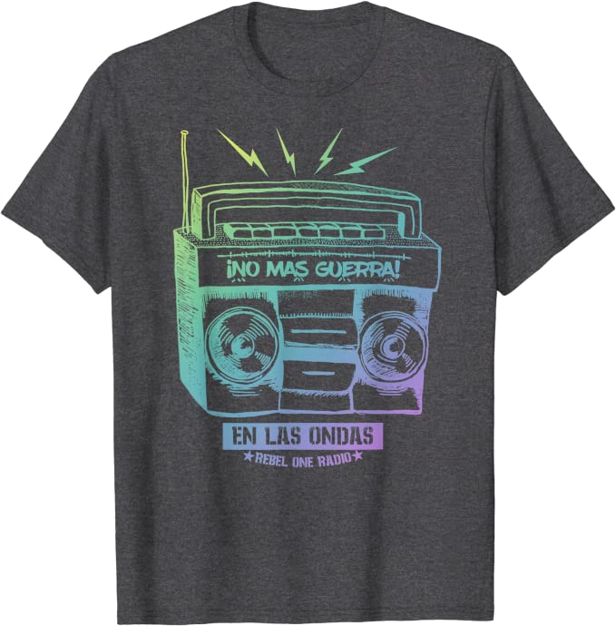 REBELORS1's tweet photo. Rebel One Radioの戦争反対Tシャツ！
電波に乗せて。

NO MAS GUERRA! / NO WAR (戦争反対) スペイン語 Boombox Tシャツ 

日本→https://t.co/FSfgQDXlPG 
USA→https://t.co/2QSmS9ky9o
UK→https://t.co/1TdMIlXpnh
Italia→https://t.co/ITGJ1jenc5
España→https://t.co/lfX1TqVL1o

#NoWar https://t.co/9xLYtHACDp