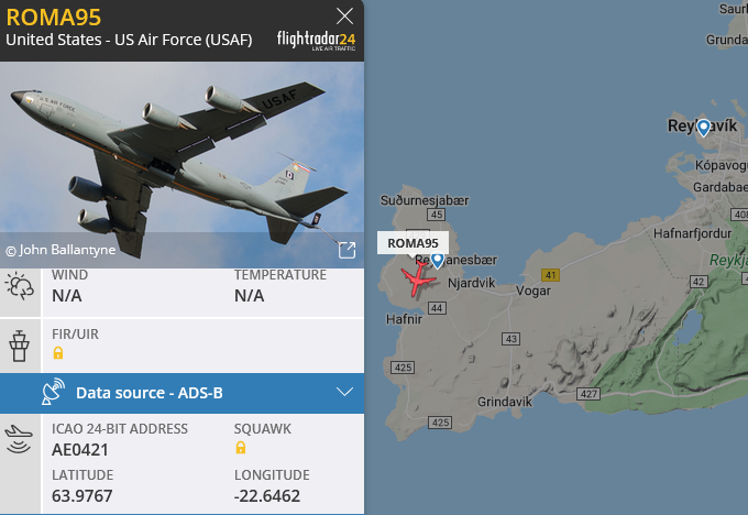 SirListenalot's tweet photo. #KC135 #AE0421 as #ROMA95 pinging on the ground at Keflavik. Wait and see where the "MD" #A10 are going...
#CoronetEast 073 https://t.co/u8B3nBeA88