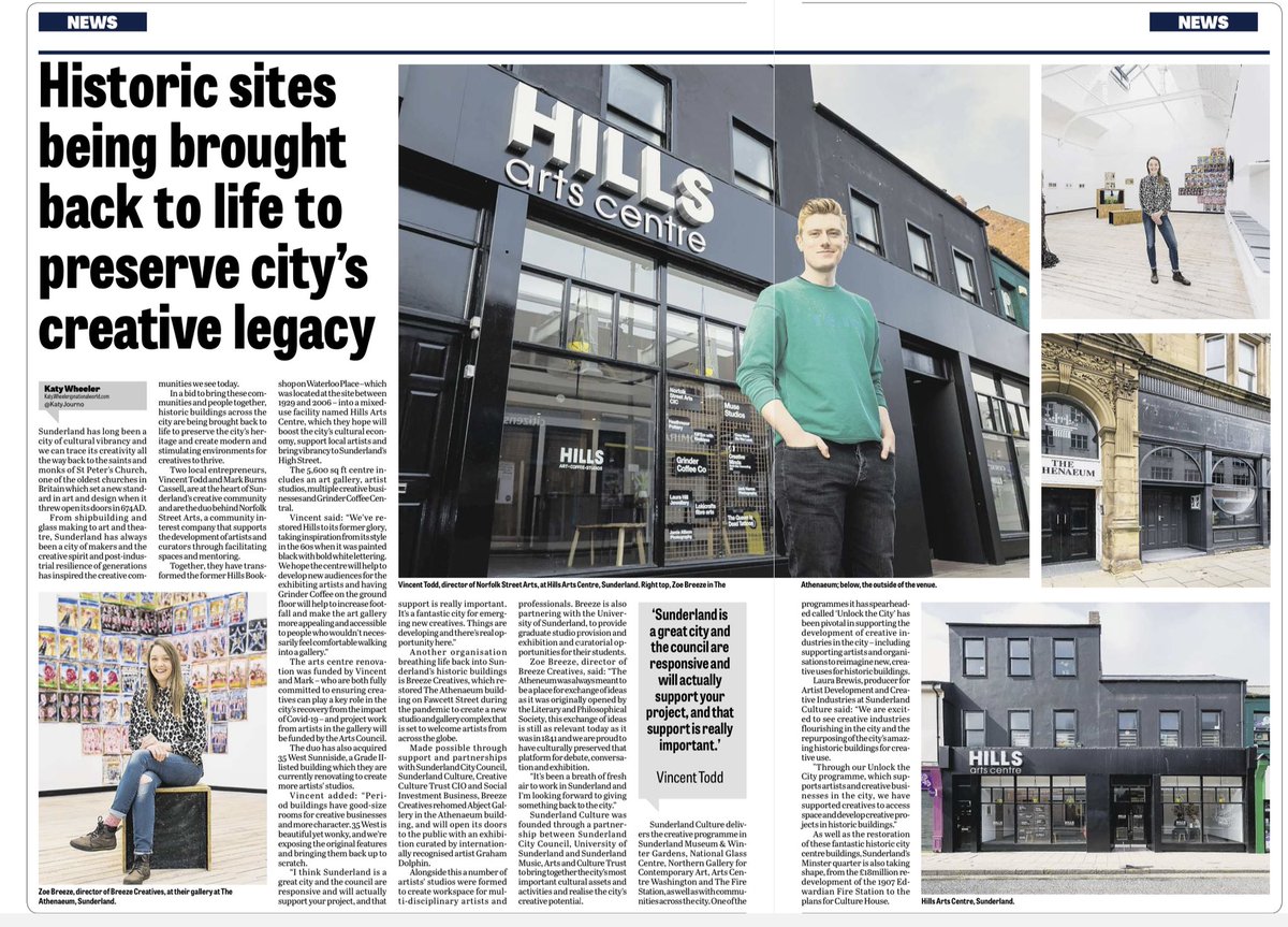 Paul Callaghan (@pmcallaghan) on Twitter photo Two excellent articles by <a href="/KatyJourno/">Katy Wheeler</a> in today’s <a href="/SunderlandEcho/">Sunderland Echo</a> highlighting <a href="/SunderlandUK/">Sunderland UK</a>’s Cultural Renaissance.
<a href="/The_Globe/">Shakespeare’s Globe</a> is bringing Shakespeare to <a href="/FireStationSun/">The Fire Station</a> and a double page spread on the wonderful new Hills Arts Centre and <a href="/BreezeCreatives/">Breeze Creatives</a> venue at the Atheneum. Two excellent articles by <a href="/KatyJourno/">Katy Wheeler</a> in today’s <a href="/SunderlandEcho/">Sunderland Echo</a> highlighting <a href="/SunderlandUK/">Sunderland UK</a>’s Cultural Renaissance.
<a href="/The_Globe/">Shakespeare’s Globe</a> is bringing Shakespeare to <a href="/FireStationSun/">The Fire Station</a> and a double page spread on the wonderful new Hills Arts Centre and <a href="/BreezeCreatives/">Breeze Creatives</a> venue at the Atheneum.