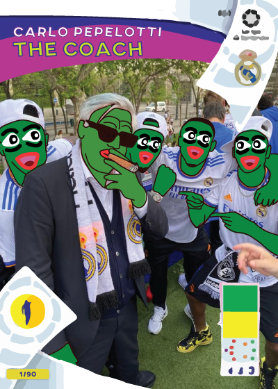 EnriMR's tweet photo. #PepeSportSeries #FootballEdition ๐ธ
PEPELOTTI Card to celebrate the @MrAncelotti World Record with the amazing @RealMadridEn
Fake Commons Series 3 - Card 14 ๐ธ
First 10 available in dispenser at the cheapest cost 0.001 BTC https://t.co/0ocsyxJU60
@FAKERARES_XCP #pepe #NFT https://t.co/gZg0ei4ACp