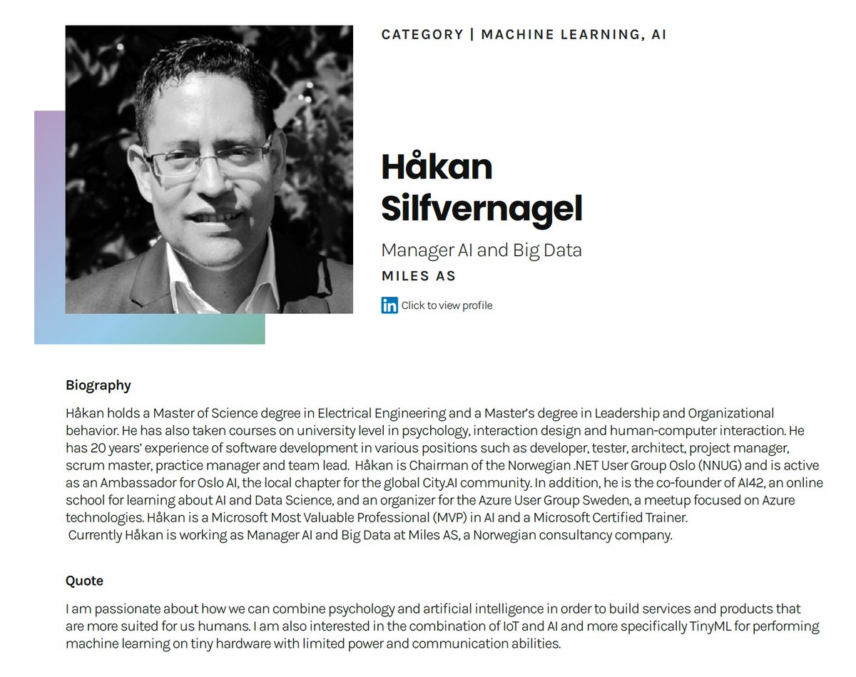 📣 I am feeling really honoured to be recognized as part of the @Hyperight_AB Top 100 in Data, Analytics and AI in the Nordics (Norway, Sweden, Danmark, Finland and Iceland).

🎟️Full list:
hyperight.com/nordic100/

#AI
#MachineLearning 
#datainnovationsummit2022
#mvpbuzz