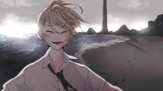 朝の海～#イラスト #背景 #おえかき 