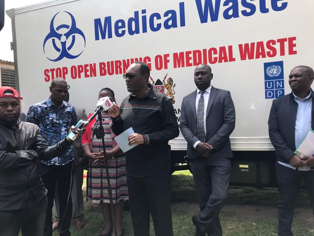 UPOPsKe's tweet photo. PS @Environment_Ke, Dr.Chris Kiptoo @Kiptoock said the Incinerator at Naivasha SubCounty Hosp will be a demonstration to other health facilities on safe disposal of hazardous waste." This is during a handover of both an Incinerator and Bio medical Truck @NakuruCountyGov https://t.co/rgt2sJOjwE