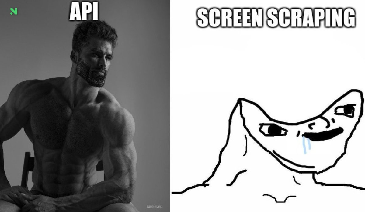 nordigen's tweet photo. 🤔
#API or #screenscraping? https://t.co/b4LdDL3h1W