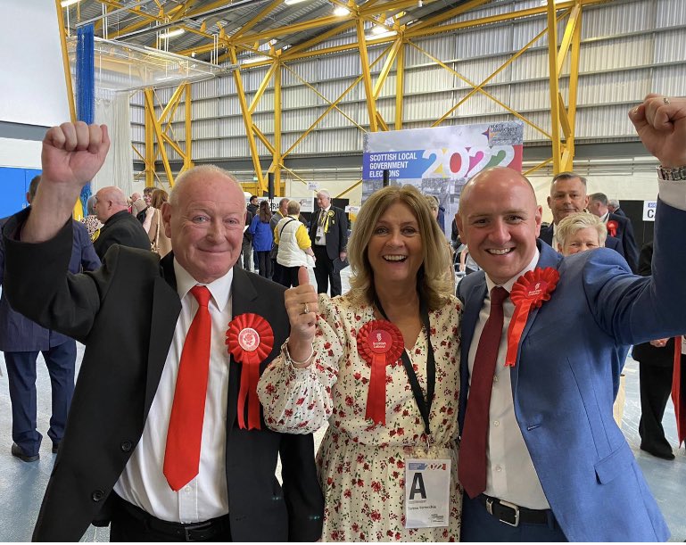 FJMcNally's tweet photo. A tremendous honour to have been returned as a @ScottishLabour councillor for Mossend and Holytown - and humbled to have once again topped the vote. Delighted that my ward colleague Jim has also been elected. 🌹#ScottishCouncilElections @NorthLanLabour #labhold https://t.co/8zZYnVHnWM