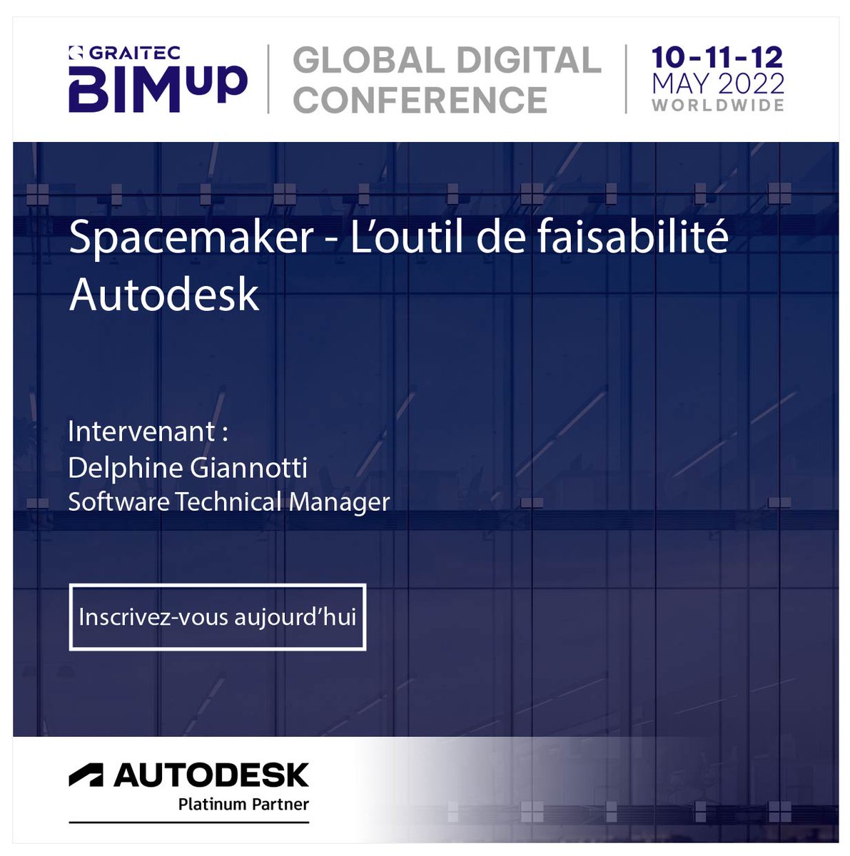 #GraitecBIMUP DIGITAL CONFERENCE du 10 au 12 MAI. 
Session #Spacemaker 📅 Mercredi 11 mai 🕒 à 16h00.
Utilisation du logiciel de faisabilité Spacemaker.
Inscription : bit.ly/3ek1x1d
#BIM #Graitec #Revit #Autodesk #Architecture #Construction #RE2020