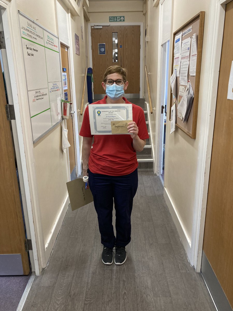 RachelWale2's tweet photo. Well done to Jo Lloyd-Rogers who received Therapist of the Month today. Jo was nominated for the support given to the therapists on Victoria ward. Jo is proactive, shows initiative and is enthusiastic and has a lovely manner with patients. Well deserved! #WhitHealth #WhitAHPs https://t.co/Qx4NqThHfj