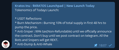KratosInu's tweet photo. We just posted the tokenomics of Today's #stealth #Launch on our Telegram. #AVAX https://t.co/gZdvCBin5E