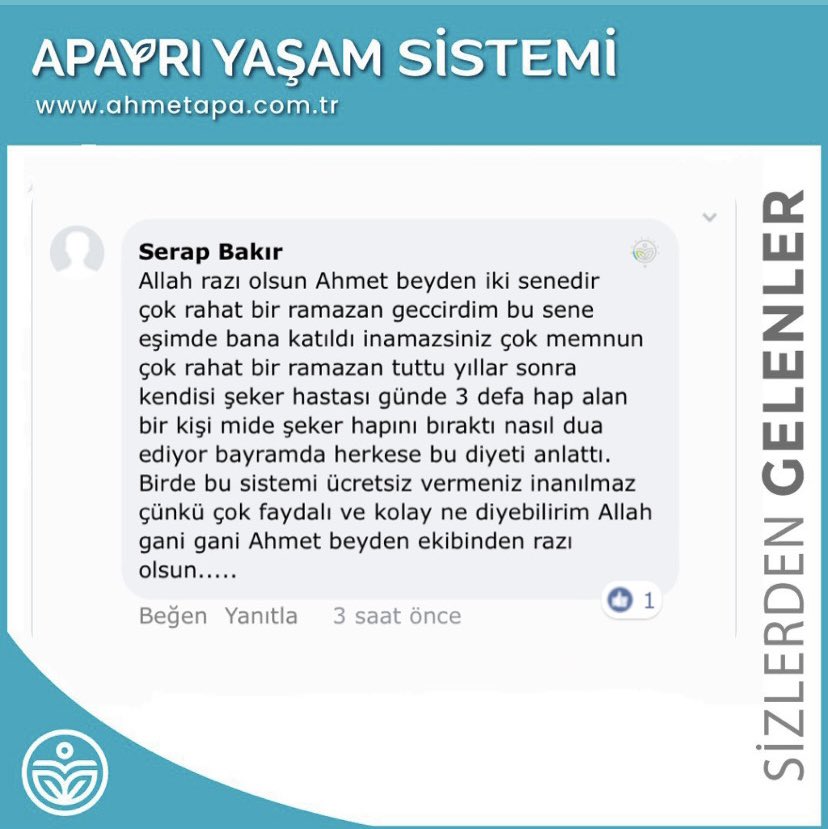 Sizlerden Gelenler…

#ahmetapa
#apayriyasam
#apayriyasamsistemi 
#özedönüs
#sekerhastaligi