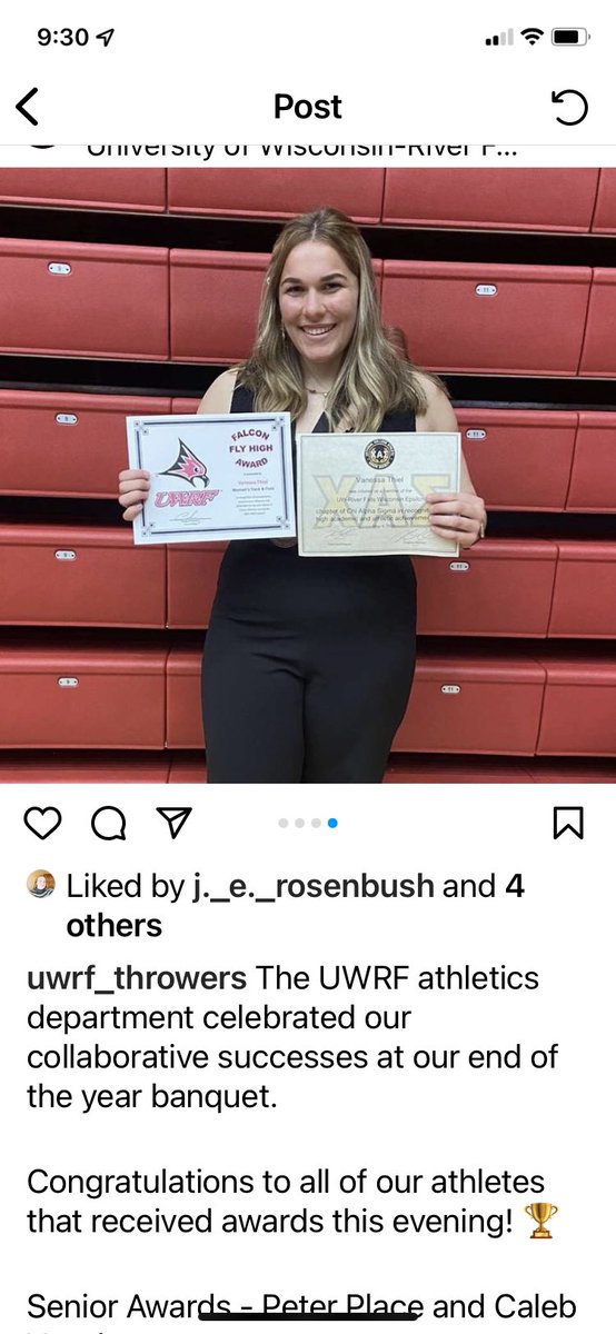 shelly_thiel's tweet photo. Congratulations to Vanessa who received her membership to Chi Alpha Sigma - National Honor Roll for College athletes  high athletic and academic achievement and also the “ Falcons fly higher” award. Way to go! https://t.co/6ppBcFtaXJ