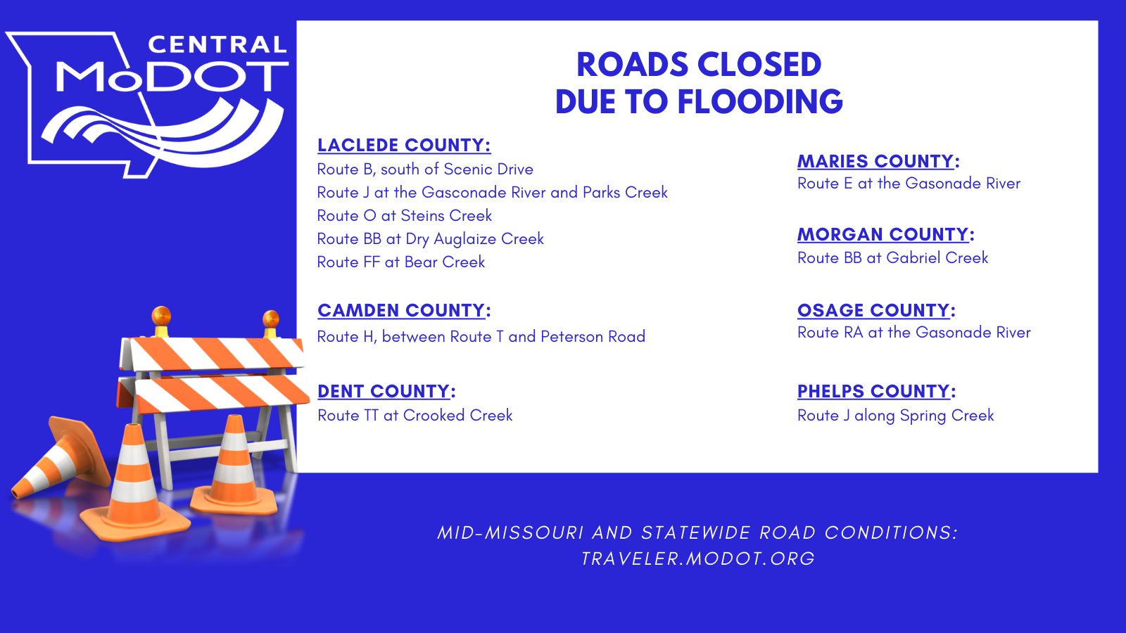 MoDOT Central District on Twitter "🚧ROAD CLOSURE UPDATE745AM, 5/6