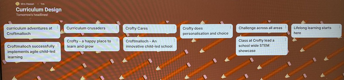 Inspiring conversations during our In Service day as we constructed our ‘headlines for tomorrow!’ @croftmalloch #agile #lifelong #croftycares