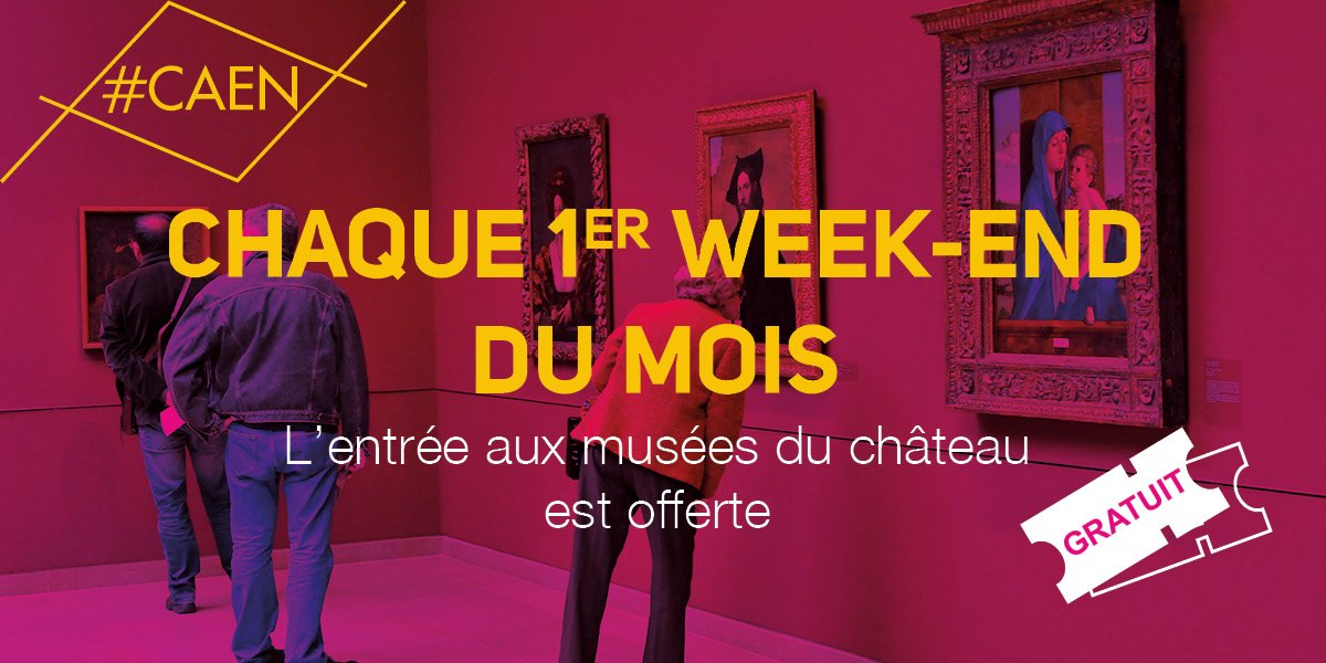 Les musées du château sont gratuits ce week-end. Profitez-en pour découvrir les expos 𝘈𝘤𝘵𝘪𝘰𝘯 ! au <a href="/MuseeNormandie/">Musée de Normandie</a> et 𝘓'𝘢𝘱𝘱𝘳𝘰𝘣𝘢𝘵𝘪𝘰𝘯 𝘥𝘦 𝘭𝘢 𝘯𝘢𝘵𝘶𝘳𝘦 de Gérard Traquandi au <a href="/mbacaen/">Musée des Beaux-Arts de Caen</a>.
👉mba.caen.fr et musee-de-normandie.caen.fr. #Caen