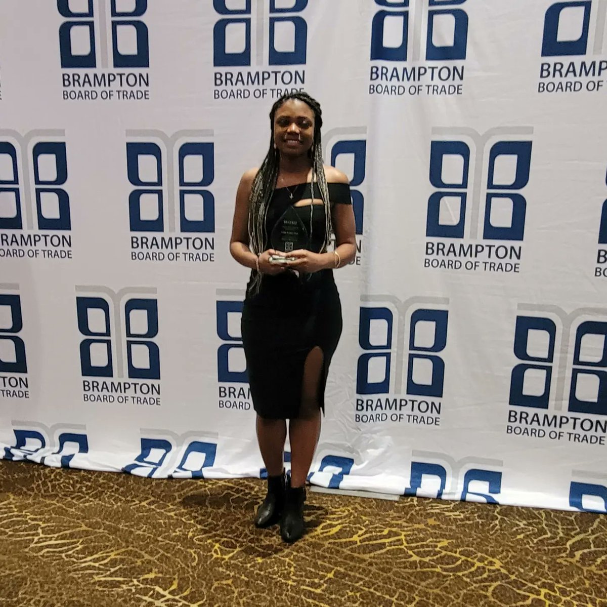 bethdblogger's tweet photo. It was such a honour to attend the @BramptonBOT Buisness Excellence Awards #BAE2022 last night to see my incredible friend Yanique, founder of @HelpAGirlOutNP , recieve the Community Impact Award #brampton #community #leadHERship #PeriodPoverty https://t.co/wIL7LfAgTf