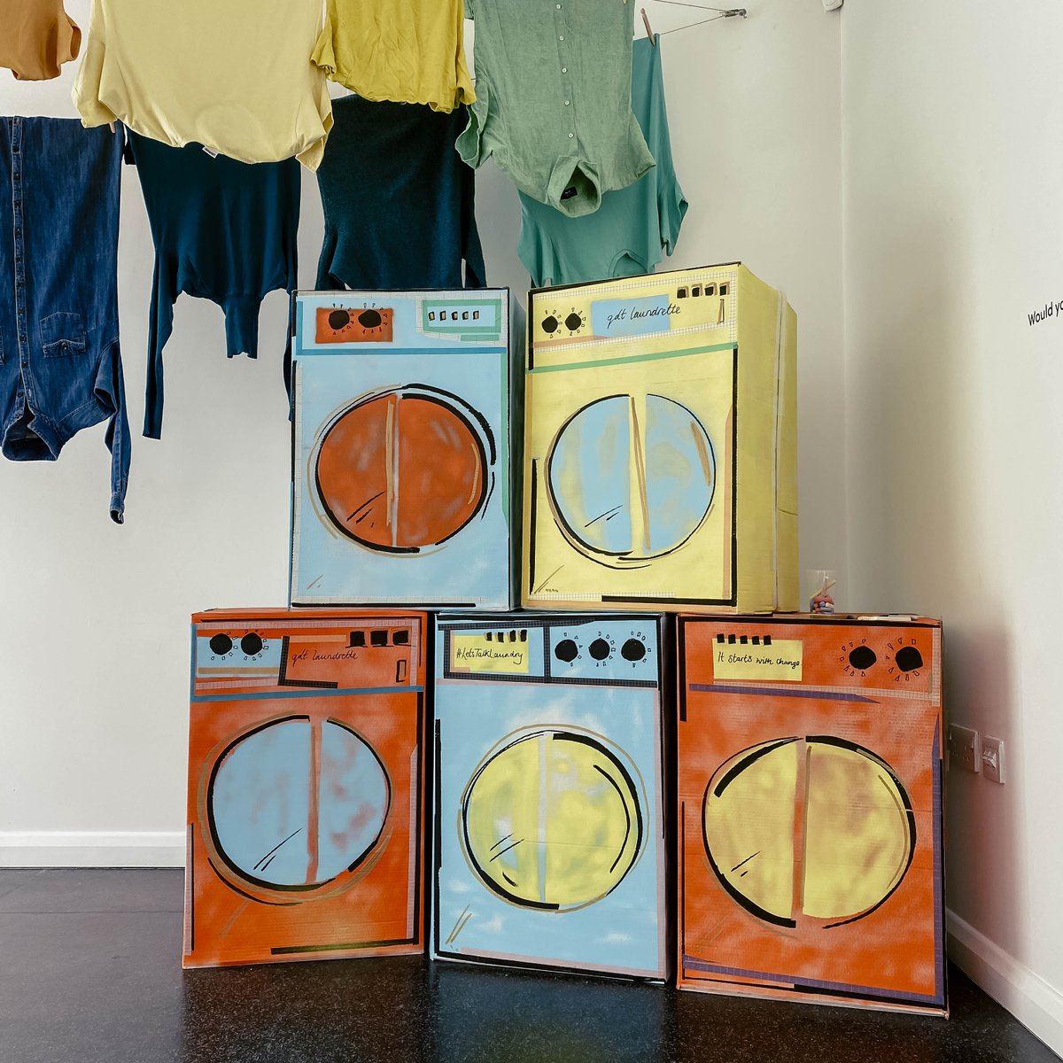 How brilliant are these machines created by @EstherSpringett in our creative laundry space at @brighton_cca's Dorset Place Gallery? #letstalklaundry Find out more here: quietdownthere.co.uk/dorset-place-c…