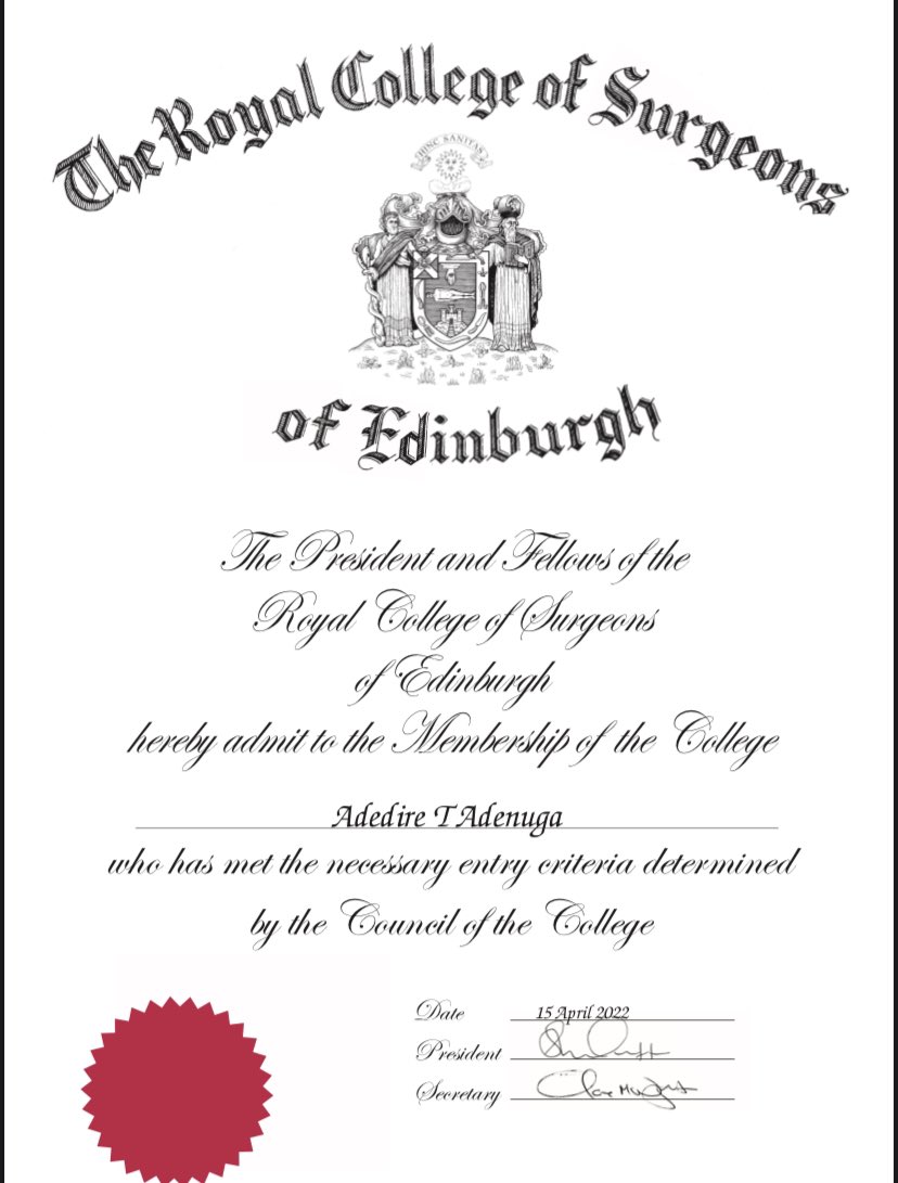 One more! Excited to be admitted as a member of the Royal College of Surgeons. One more step closer and better in providing the highest level of care for my patients.