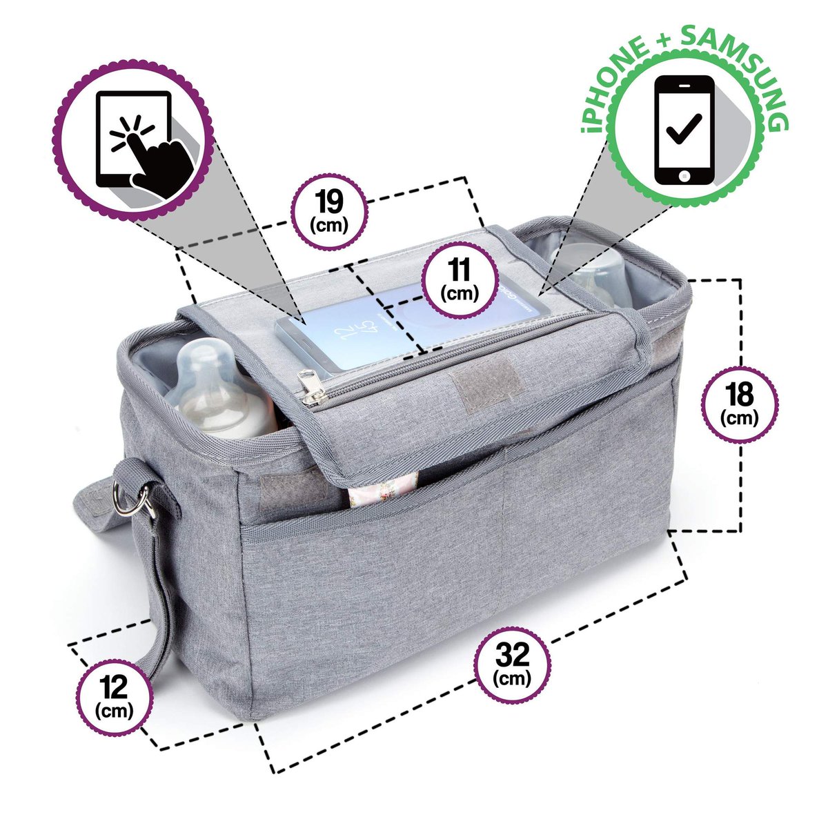 BTRDirectKids's tweet photo. 🍼The BTR Roam buggy organiser is EXTRA DEEP so you can keep lots of spare nappies, clothing or whatever you and your baby need on hand.
👩🏽‍🍼It also has a PVC phone pocket, key clip, wired top, and a detachable shoulder strap. 
🌄Just £19.99 incl p&amp;p
🏵https://t.co/RGd06J7yw0 https://t.co/dtOmNupDMu