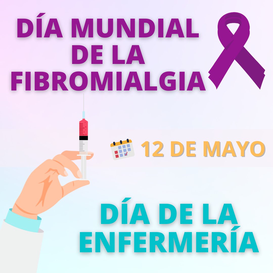 formsoci_ccss's tweet photo. Hoy queremos felicitar a tod@s los💉enfermer@s!!! 

Además, hoy 12 de mayo se celebra el Día Mundial de la Fibromialgia, nuestro apoyo a todos los pacientes que la padecen!

#12mayo #diadelaenfermeria #fibromialgia #dolorcrónico https://t.co/c2gVl8EJtr