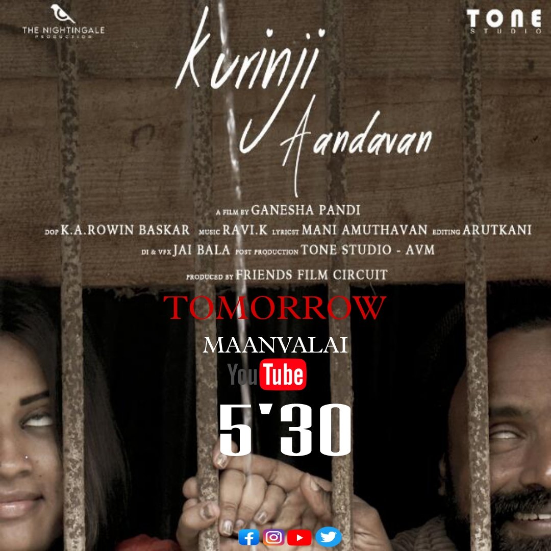 Actor_Kottachi's tweet photo. Title. Kurinji Aandavan 
Director  Ganesha Pandi.
DOB. Rowin Baskar.
Music Director. Ravi k
Lyrics Mani Amudhavan 
Editor Arutkani 
Singers Ravi k, Rakshana, Shruti Ravi.
Duration 5.50mins 
Production. Friends film circuit. https://t.co/Z0sJYk0LQI