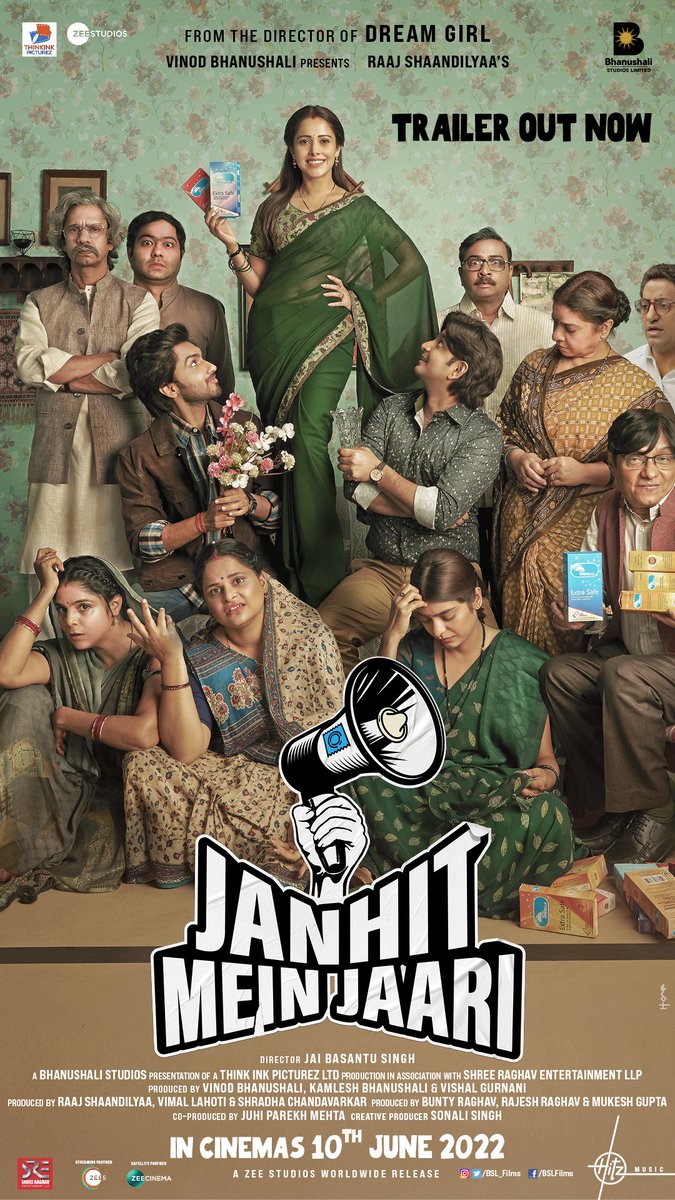 'JANHIT MEIN JAARI' TRAILER OUT NOW... Team #JanhitMeinJaari - starring #NushrrattBharuccha - unveils the trailer... Directed by debutant #JaiBasantuSingh...  #JanhitMeinJaariTrailer:
youtu.be/hg2Y2UUR1g0#Ja… costars #AnudDhaka, #VijayRaaz, #BrijendraKala and #ParitoshTripathi...