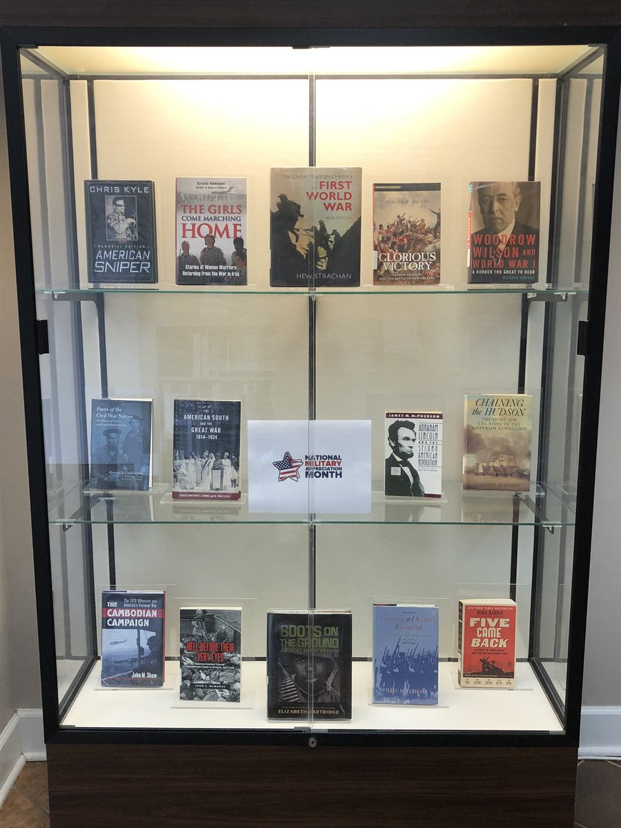 LMULibraries's tweet photo. Come check out our new display for May on Military Appreciation Month! #CVLLibrary #LMU https://t.co/d8viuH3QpC