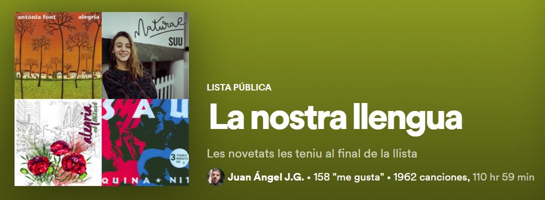 JuanAngel_JDJ30's tweet photo. Les millors novetats d'aquesta setmana ja les teniu a la playlist
Cançons de:
@mariajaume_ @malsonatmsferic @gemmsol @salvatgecor @les_buch @marc_parrot @alisia_rey @BricksTheYet  @angeladorrrm @Rudymentari_ @SinergiaReggae @Paula__Grande @julen__music ..
https://t.co/koDyt44LE0 https://t.co/sxpaHKqM3M