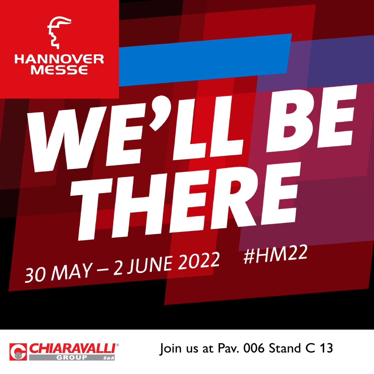 Chiaravalli_Spa's tweet photo. Breaking News ⚠️ 📰 

We are thrilled to announce our presence at Hannover Messe!

Join us and write to marketing@chiaravalli.com to book a meeting with us!

Italian Heart 🇮🇹❤️
Global Machinery 🌎⚙️

#exposition #fair #hannovermesse2022  #hannovermesse #export #chiaravalligroup https://t.co/c6T7sUsUvp
