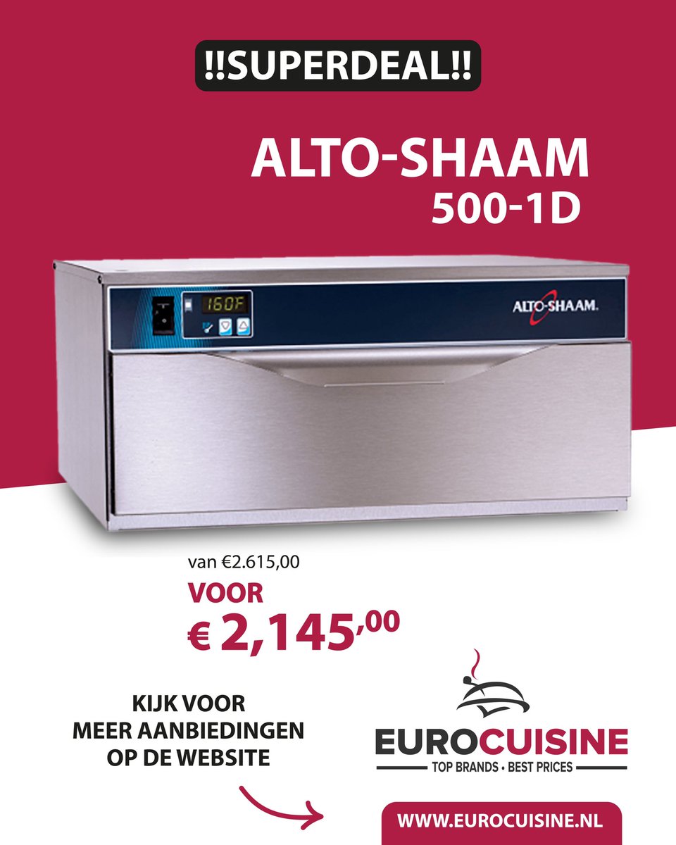 𝗔𝗟𝗧𝗢-𝗦𝗛𝗔𝗔𝗠 𝗪𝗔𝗥𝗠𝗛𝗢𝗨𝗗𝗟𝗔𝗗𝗘𝗡

Bij ons uit voorraad leverbaar:
500-1D warmhoudladen, van €2615 voor €2145.

De 500-1DN is ontworpen met het oog op duurzaamheid en heerlijkheid. 

Kijk voor meer aanbiedingen op eurocuisine.nl