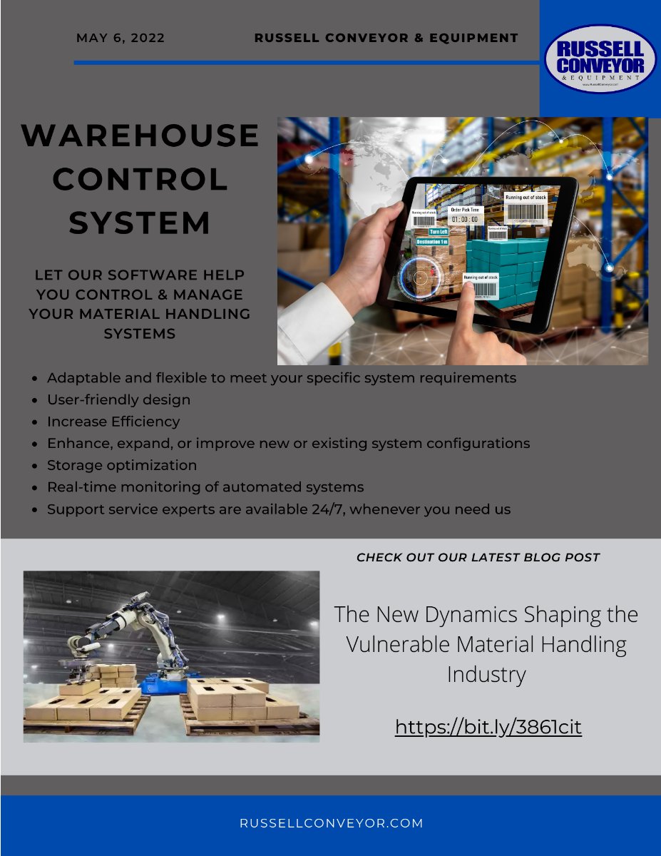russellconveyor's tweet image. WCS software Better visibility for all your warehouse tasks! - mailchi.mp/e84b9222257d/w…
#warehousecontrol #wcs