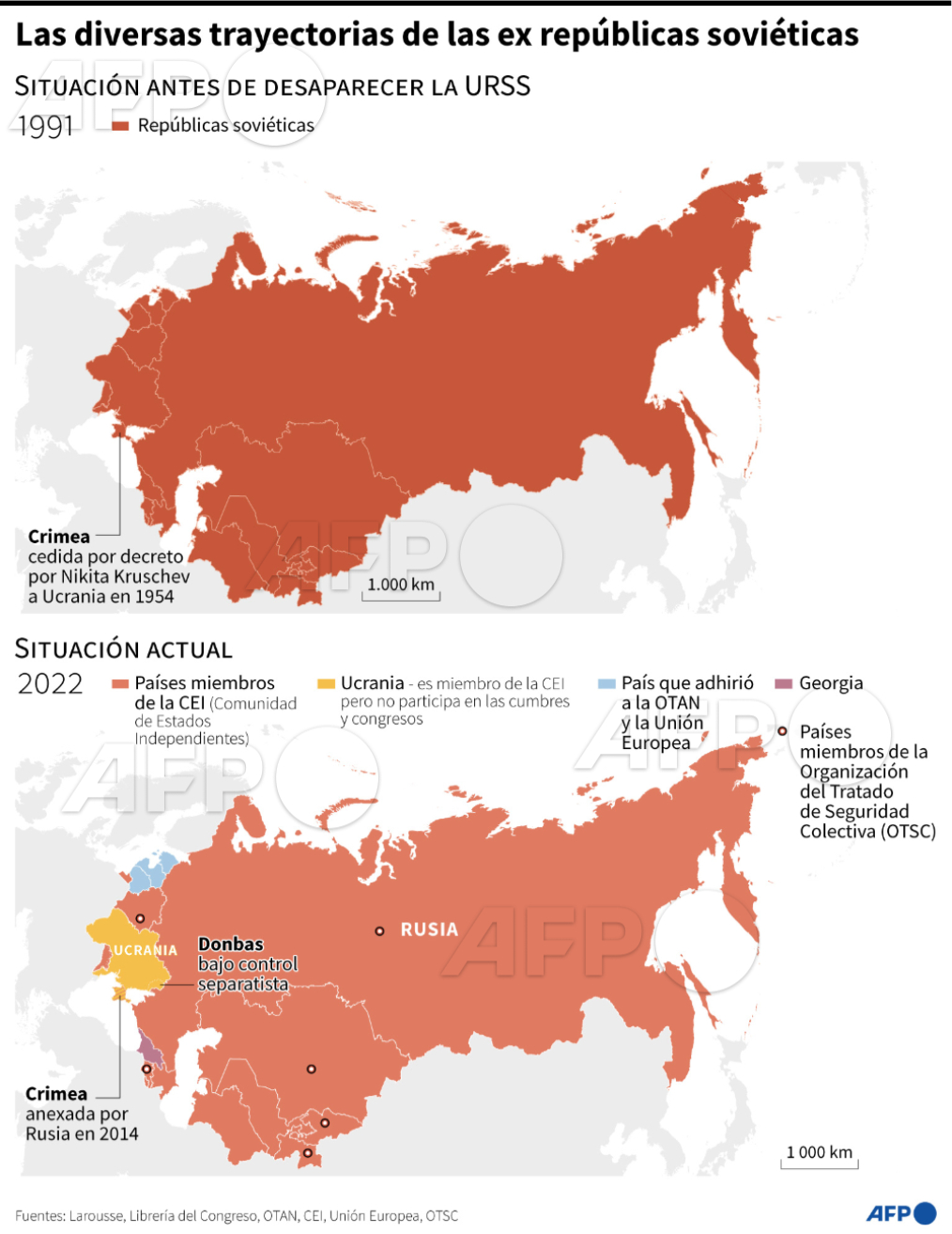 Agence France-Presse on Twitter: "Mapas comparando la composición de la Unión Soviética y la situación geopolítica actual de cada ex república soviética #AFP #Infografía https://t.co/1G6mdRRa2X" / Twitter