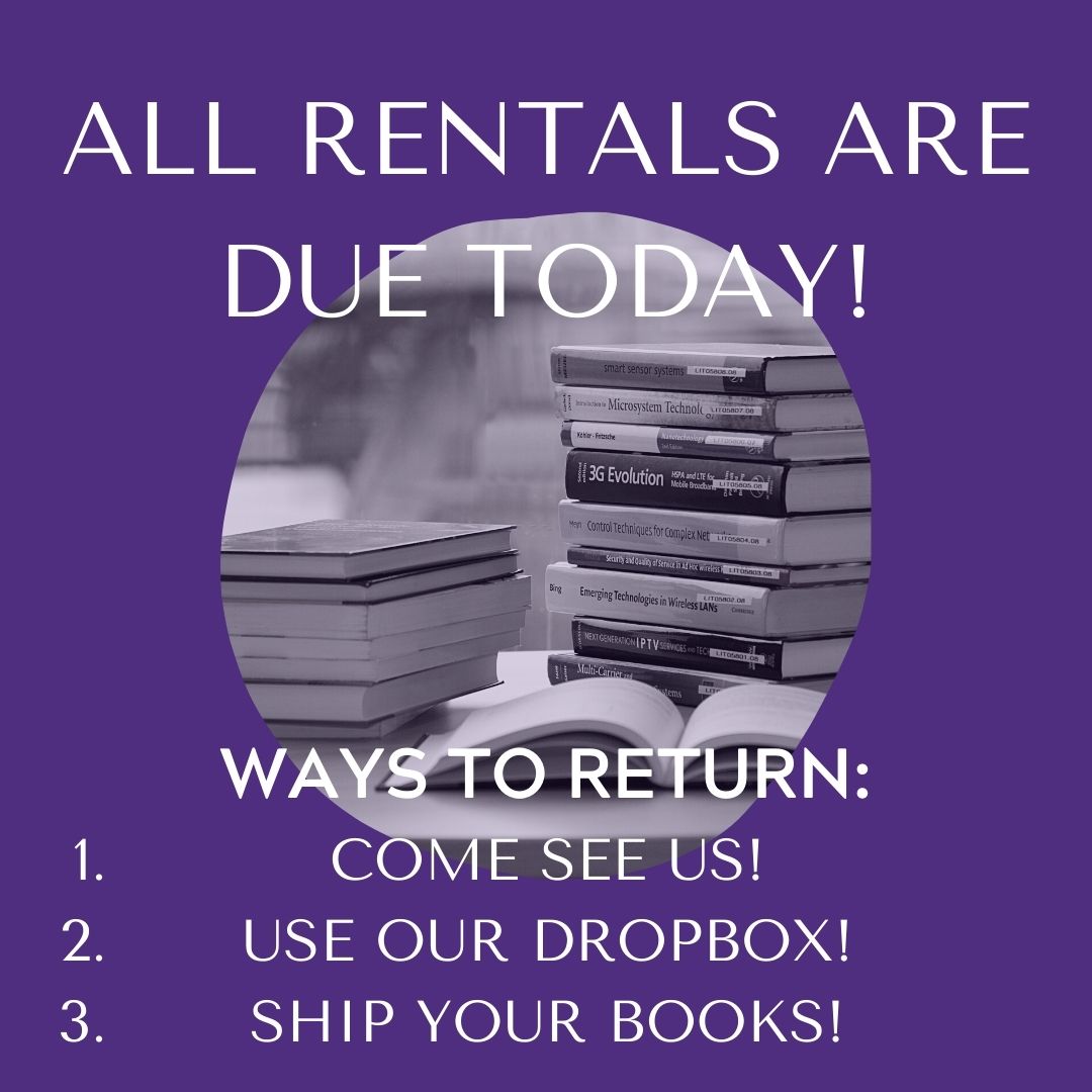 Today is the day, all Spring rentals are due! Make plans to come by the bookstore or ship out your rentals by the end of the day if you haven't already!
.
.
.
#ucabears #theucabookstore