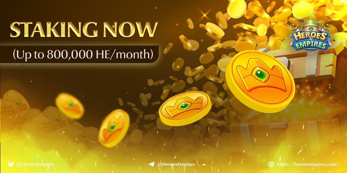 BexlyApp's tweet image. With a #May bonus pool of up to 800,000 $HE, #staking $HE will undoubtedly "fill your wallet" with benefits. 

The current bonus rate (which varies over time) is 37.2%, and don't forget that you can unstake at any time. 

💰 Join $HE staking: stake.heroesempires.com

#HE #stake