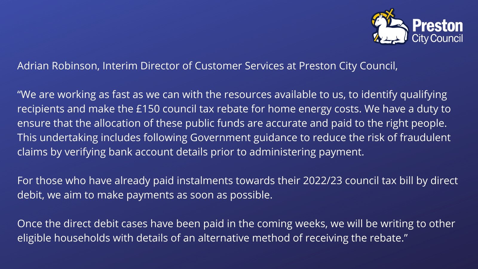 Preston City Council on Twitter "Council Tax Energy Rebate Update