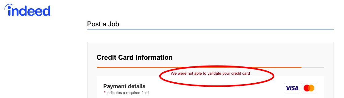ShekharzSS's tweet photo. @Indeed_India Unable to use your portal, really frustrating, none of my VISA card is getting validated on your employer portal, stuck from 7+ days, change your payment gateway  #FAIL #visa #MasterCard #payments  #employer https://t.co/YzgAbMEQm3