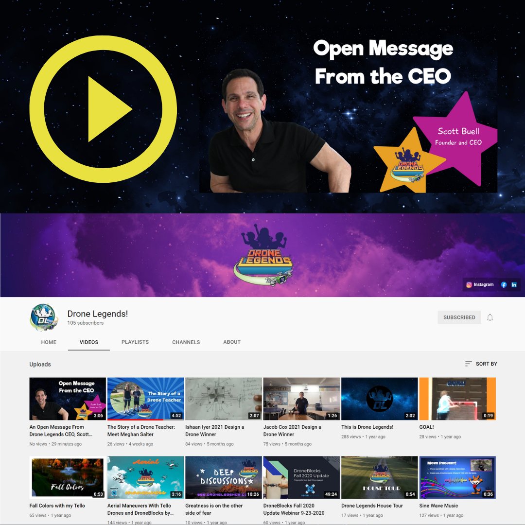 Drone_Legends's tweet photo. NEW VIDEO ALERT:
Our fearless founder and CEO, Scott Buell, gives the low down on what’s new in our world!
Check it out:
https://t.co/Nmh0BURF3w
LIKE the vid and SUBSCRIBE to our channel! :)
#dronelegends #belegendary #drones #dronelearning #STEMdrones https://t.co/rF0lJNz1mT