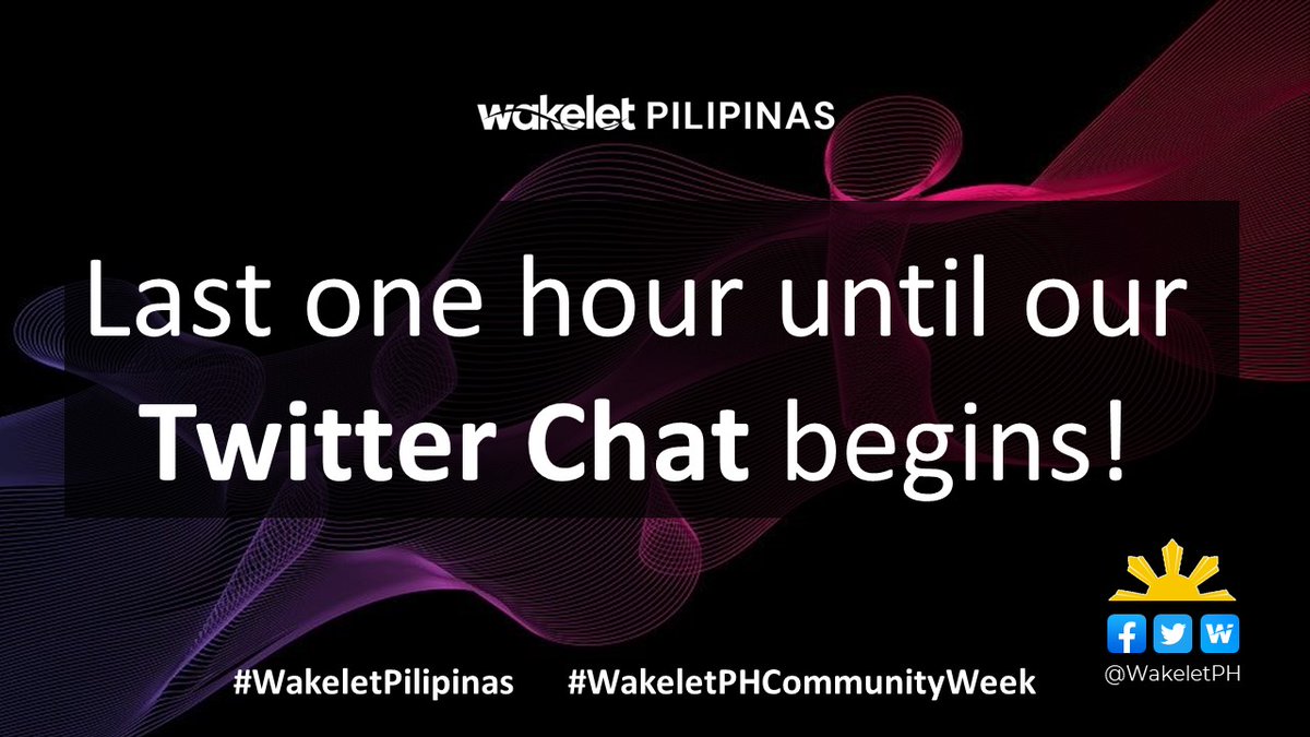 cksapungan's tweet photo. 1 hour until we begin our Second Twitter chat! We’re going to be talking about all things about WAKELET
#WakeletWave🌊
#WakeletPilipinas #WakeletPHCommunityWeek
@wakeletPH https://t.co/4F7bGO7Ejg