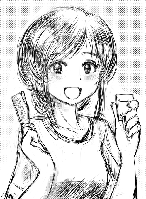 10日近く絵を描いてなかったので、寝る前に30分リハビリらくがき。
なお手に持ってるのは今回の旅で印象深かった「柔らかいコマイ」と気に入った「北雪冷や酒」。
ではおやすみなさい。 