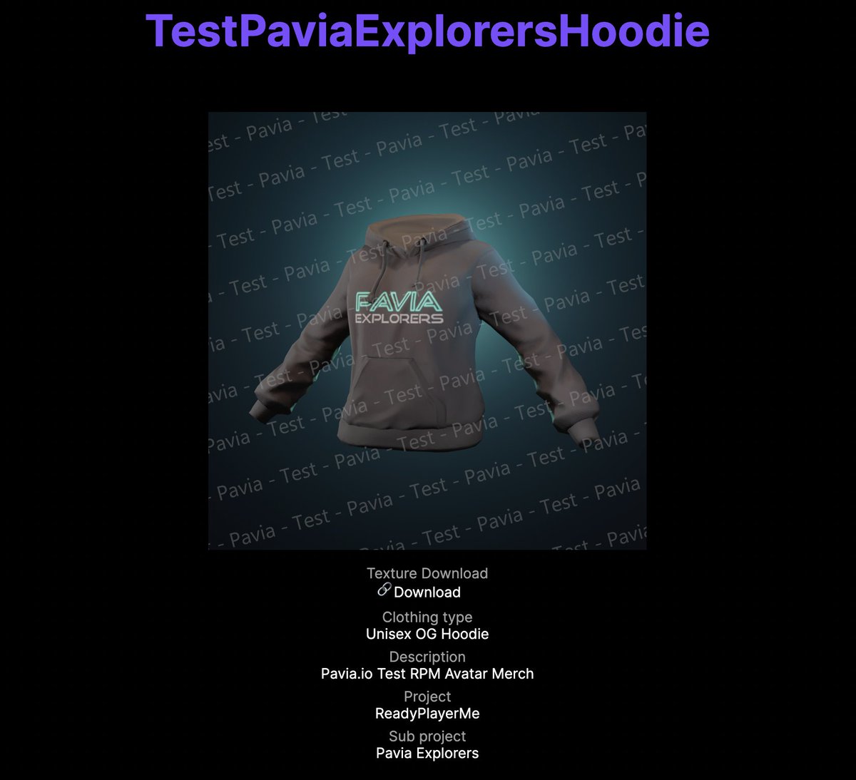 Pavia_io's tweet image. Currently TEST minting Pavia.io Explorer wearables as Cardano NFTs for @readyplayerme avatars. Once we drop these the plan is our community dress their avatars in a single item or a combination of merch and explore over 2,200+ apps and games with their RPM avatar!
