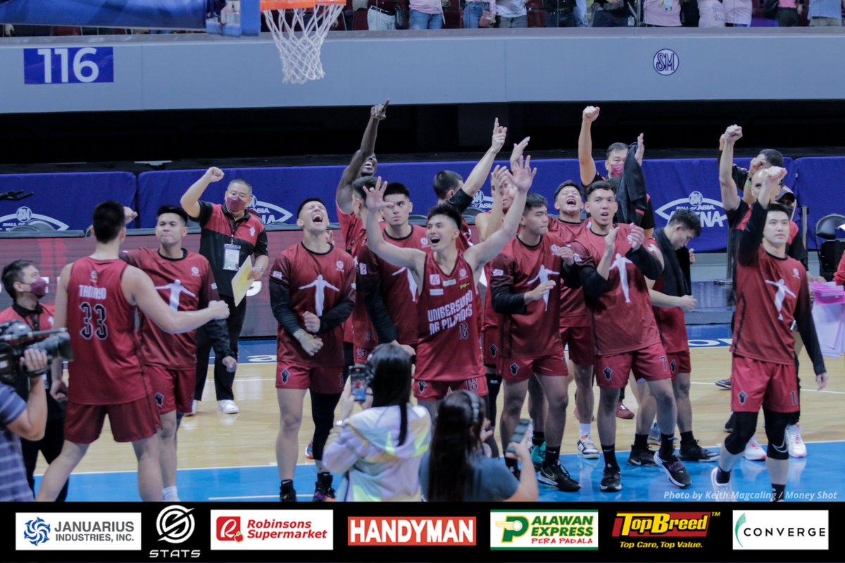 upmbt's tweet photo. IN PHOTOS:

WHAT A WIN!

The UP Fighting Maroons are back in the Finals! How sweet it is. #UPFight https://t.co/s7mEjAfIXa