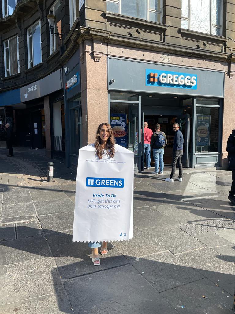 When it’s your hen but you work in marketing for Greggs 👰🏻‍♀️😅